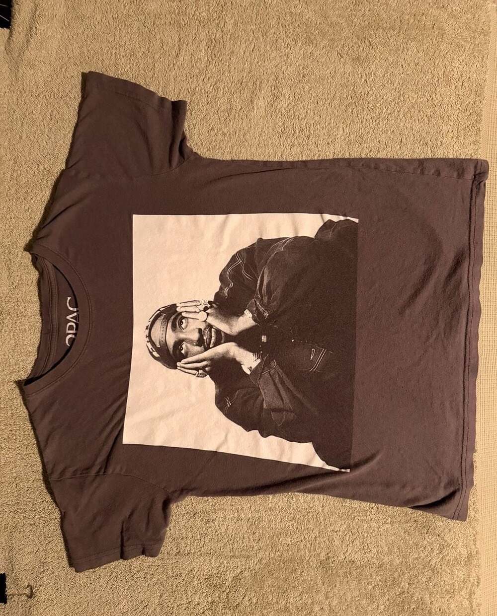 2Pac T-Shirt Size XS Graphic Print Brown Cotton